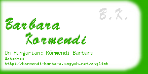 barbara kormendi business card