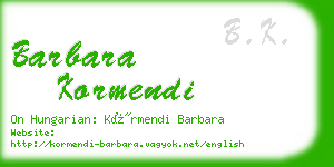 barbara kormendi business card